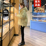 Aosijie高端品牌羽绒服女短款2025冬季新款宽松加厚保暖小个子白鸭绒外套 奶黄色 M 【105-125斤】