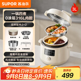 苏泊尔（SUPOR）鸳鸯电压力锅3L 多功能0涂层钢胆2-4人家用 风冷降压电饭煲电炖锅高压锅SY-30YC3001