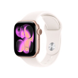 Apple/苹果WatchS11智能手表GPS款42毫米玫瑰金色铝金属表壳淡桃粉色运动型表带S/M-联通补贴