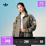 adidas情侣款复古风梭织立领夹克外套男女秋季阿迪达斯官方三叶草   岩层橄榄绿   XXS 2XS