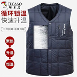 啄木鸟羽绒马甲男秋冬季加绒加厚打底背心男士内搭保暖御寒中老年衣服 红色 XL