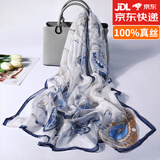 达芬奇密码丝巾高档100%纯真丝围巾女春秋披肩 节日生日送女性送长辈礼物 马赛旧港