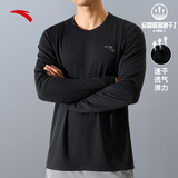 安踏速干大师T|长袖T恤男士秋冬季吸湿跑步健身运动打底衫内搭衣服 【吸湿速干Ⅰ】基础黑5404-4 高质价比 L /(175) 适合130-150斤