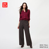 优衣库女装绒面针织宽腿裤/阔腿裤裤子479284 38 深褐色 M /160/68A