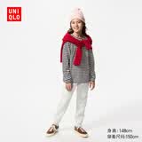 优衣库童装男童女童摇粒绒圆领T恤长袖条纹抓绒482987 69 藏青色 140
