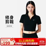 耐克(NIKE)春夏女短袖T恤 POLO衫 运动休闲 简约时尚 DV7885-010黑S