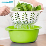 茶花 洗菜篮子沥水篮洗菜盆蔬菜架淋水篮水果盆漏水果蔬淘菜盆滴水筛 【单个装】颜色随机