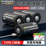 德力普（Delipow）1号充电电池 D型一号锂电池可USB充电大容量6000mWh快充1.5v恒压 适用燃气灶/煤气灶/热水器等
