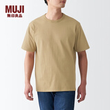 无印良品（MUJI） 男式 粗棉线 天竺编织 短袖T恤 打底衫男款 纯棉全棉 ABA18A2S 浅米色 S 165/84A