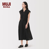 无印良品（MUJI） 女式强捻法国袖连衣裙女装裙子长裙25年夏季连身裙 BC2LMC5S 黑色 M (160/84A)