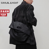 CavlslKcat男士斜挎包大容量通勤单肩包美拉德软皮托特包时尚潮牌男士包包 黑色 36*13*30cm