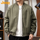 吉普（JEEP）夹克男士春秋季宽松外套棒球服美式飞行休闲潮流男装 军绿 XL
