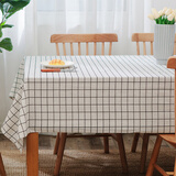 艾薇桌布布艺棉麻防水餐桌布茶几台布书桌垫子防尘盖布100*140白格子