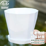 寿禾 花盆树脂北欧简约栽花室内多肉绿植盆栽 木里盆小号-白色
