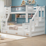 欧梵森（OUFANSEN）实木上下床双层床儿童床小户型橡胶木上下铺两层高低床 直梯款（配5CM床垫） 上铺宽150cm*下铺宽180cm