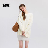 森马（Semir）毛衣女冬季oversize小狗提花圆领软糯毛衫慵懒风上衣101724107028