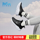 361°儿童运动鞋男童跑鞋夏季大网孔轻便魔术贴女童休闲透气运动鞋 【皮革】碳黑/361度白 39