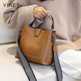 viney包包女包牛皮水桶包轻奢斜挎单肩手提包生日母亲节礼物实用送妈妈