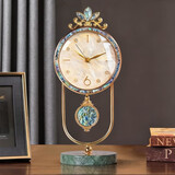 风宇阳光钟饰座钟办公室金属时钟摆件台钟客厅静音大号台式钟表摆钟 新款座钟