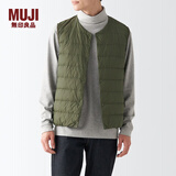 无印良品 MUJI 男式 便携式 无领 羽绒背心 羽绒马甲 ADD01C2A 烟熏绿色 XL (180/104A)