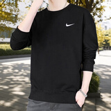耐克（NIKE）卫衣男士2026秋季新款运动服训练上衣针织保暖套头衫保暖圆领长袖 简约刺绣logo/黑色/晒图-5 M 【170】体重110~130斤左右