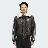 阿迪达斯（adidas）三叶草系列 男 NEW PU PAD JKT 皮夹克短棉服 KF3691 黑色 S