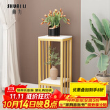 帅力 铁艺花架 阳台户外花盆架子双层置物架绿萝盆景架SL8421金+白