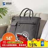 SANWA SUPPLY电脑包 小型单肩包手提包 休闲平板笔记本包 商务公文包男女 通勤 灰色 14英寸
