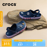 crocs卡骆驰洞洞鞋贝雅卡骆班轻便耐磨一脚蹬休闲鞋|205089 深蓝/辣椒红-4CC 40 (250mm)
