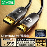 毕亚兹 DP转HDMI光纤线 工程级30米 4K/60Hz连接线 DisplayPort转hdmi公对公 电脑电视转换线