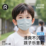 润米生物儿童医用外科口罩灭菌级6-12岁小学生宽耳带不勒【蓝烟灰/50片】