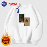NASA GISS卫衣男加绒保暖圆领长袖T恤男宽松打底衫 白色【小鹿】 3XL