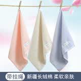 洁丽雅（Grace）毛巾家纺纯棉方巾3条装加厚成人男女士家用擦汗洗脸巾小毛巾 【挂绳款粉1兰1米1】 3条 55g