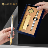 梦特娇（MONTAGUT）【教师节礼物】签字笔伴手礼宝珠笔创意书签礼盒套装书写签名笔礼遇系列全钢色