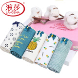 浪莎（LangSha）女士内裤纯棉中腰女生短裤年轻少女三角裤春夏季潮 B款礼盒 5条 L 码50-60kg