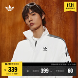 adidas情侣款复古风梭织立领夹克外套男女秋季阿迪达斯官方三叶草 亮白 S