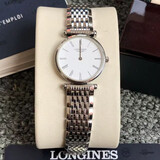 浪Longines琴瑞士手表女表优雅嘉岚超薄石英时尚休闲商务女表防水 罗马-银色白面