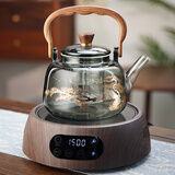 全度玻璃提梁壶家用小型电陶炉煮茶器烧水壶大容量保温玻璃茶壶 【升级新款】+木色电陶炉