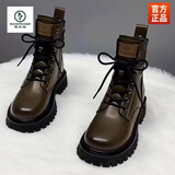 啄木鸟女鞋子女士真皮马丁靴女2025新款秋冬季加绒妈妈雪地靴短靴子女靴 卡其色单里【升级版】 37