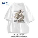 回力（Warrior）纯棉t恤男夏季复古国潮重磅短袖男士宽松大码运动半袖 白色 L 