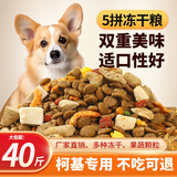 七彩缦柯基专用冻干肉松狗粮40斤装20KG幼犬成犬中大型通用型10斤犬粮 冻干五拼粮40斤