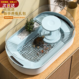 憨憨宠 乌龟缸 鱼缸带晒台大号生态养龟缸乌龟爬宠饲养箱养乌龟盆龟箱 大号带花洒套餐三52*32*19.5CM