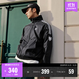 adidas休闲简约三条纹梭织立领夹克外套男装秋季阿迪达斯三叶草   黑色（推荐选大一码）   M