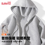 班尼路（Baleno）连帽开衫外套男加绒加厚卫衣男士秋冬季新款纯色男装上衣休闲帽衫