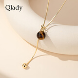 Qlady虎眼石项链女长款高级感轻奢设计感2025新款配饰抽拉锁骨链毛衣链