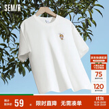 森马（Semir）【多彩凉感T】短袖t恤女夏中长款宽松舒适刺绣上衣109324100007