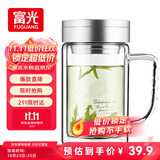 富光健牌双层玻璃杯支持团购定制茶杯办公杯带把 大容量男女水杯子