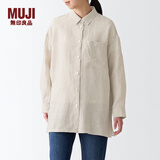 无印良品 MUJI 女式 亚麻 水洗宽版衬衫长袖休闲百搭衬衫衬衣BCJ22C2S 原色 XS-S
