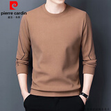 皮尔卡丹（pierre cardin）品牌卫衣男春秋款圆领男士纯棉长袖t恤男休闲宽松打底衫上衣潮流T 长薄款7729驼色 170/L 建议120-140斤