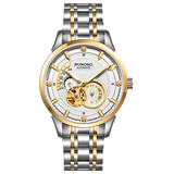 斯诺威登 RUNOSD R瑞士正品十大品牌手表斯诺威登男士全自动机械表夜光防水镂空男表 玫金白-钢带 41mm